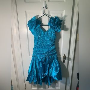 Vintage Zum Zum Satin Ruffle Prom Dress